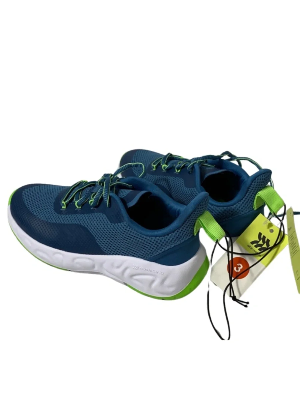 All in Motion Blue and Neon Green Sneakers Kids Size 3 Sporty Colorful